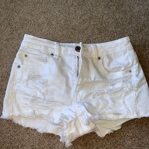 AE white jean shorts